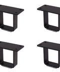 DIY Industrial Strength U Shaped Table And Cabinet Legs Set Of Four By Two And A Half Inch Modern Solid Steel Legs For Coffee Tables Night Stands And More Mounting Plate Measures Three Eighths By One And A Half Inches Screws Not Included, showing all four legs from a top view with black finish.