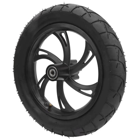 12 Inch Electric Scooter Tire With Wheel Hub Rubber Tyre Replacement 12 1/2 X 2 1/4, viewed from side angle, durable design.