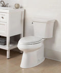 Soft Close Toilet Seat With Easy Clean Hinges And Quick Release For Deep Cleaning, Non Slip Premium Wood, White Round