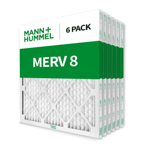 Boss Level MERV 8 Pleated HVAC Air Filters for AC and Furnace, 20x23x1 Inches, 6 Pack, showing packaging and filter design