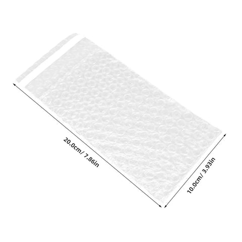 Self Adhesive Bubble Cushioning Pouches Made From PE Material 100 Pack Pro Grade Reusable Protective Bags, dimensions shown.