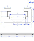 Technical drawing of Rock Solid 400Mm T Track Slider Kit Aluminum Alloy Jig Rails with dimensions in mm.
