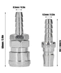Built Tough Stainless Steel Air Fittings 5 Pack Set with heavy duty quick connect couplers, featuring two sizes and solid construction.