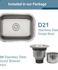 Beefy 23 Inch Undermount Single Bowl Kitchen Sink With Round Drain 18 Gauge Stainless Steel Deep 9 Inch Basin Strainer Drain Included