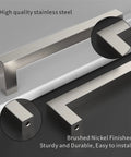 Close-up of 10 Pack Brushed Satin Nickel Cabinet Pulls 5 Inch Center To Center Square Drawer Handles showcasing metal finish and design