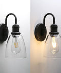 Dope Retro Black Gooseneck Wall Sconce 1 Light Industrial Aluminum Fixture With Clear Glass Shade E26 Bulb Compatible