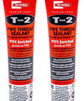T Plus Pipe Thread Sealant One And Three Quarters Ounce Tube White PTFE Formula For Leak Proof Plumbing Threads, Quick Set, For Water And Gas Lines, No Mess, High Tack Sealant, Pack Of Two - two red tubes