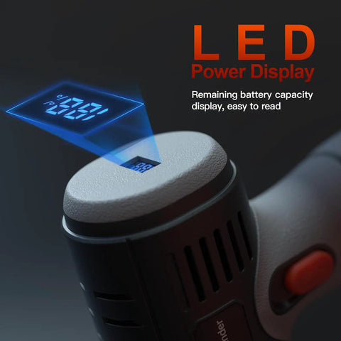 LED power display on the Beast Of A Brushless Cordless Angle Grinder Kit With 19500 RPM Dual 16.8V 2000mAh Batteries