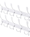 Heavy Duty Wall Mount Coat Rack With 5 Tri Hooks, Built Tough Rust Resistant Stainless Steel Backplate And Aluminum Hooks, Perfect For Jackets Coats Hats Bags Towels Purses White 2 Pack, showing two racks with hooks