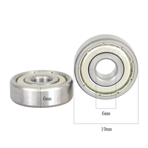 10 Pack 626ZZ Double Metal Seal Bearings 6x19x6mm showing dimensions and metal seals