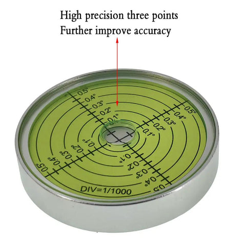 Pro Grade Aluminum Alloy Universal Horizontal Level Tool With Bubble Level Circle 2.4 Inches 60mm Magnetic Silver Green Built For Construction And DIY Projects, green circular level