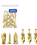 Heavy Duty Metal Expansion Bolts For Drywall Self Drilling Anchors Kit With Screws And Drywall Screws And Anchors 30 Piece Pack showing 30PCS gold wall anchors