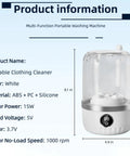 Slick Portable Mini Washing Machine With Digital Touch Controls And Usb Rechargeable Design Perfect For Underwear Socks And Delicates In Dorms Or Rvs Is A Straight Up Game Changer, white ABS and PC portable washing machine details.