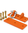 Tractor Bucket Hooks Bolt On Clevis Mount With Half Inch Shackle And Five Sixteenth Inch Grab Hooks WLL 4700 Lbs Forged G70 Steel Orange