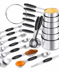 16 Piece Measuring Cups And Magnetic Spoons Set In Stainless Steel With 8 Nesting Cups And 7 Double Sided Magnetic Measuring Spoons Plus A Leveler For Dry And Liquid Ingredients A Handy Kitchen Must Have