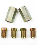 Heavy Duty Brake Line Fittings Kit Two-Way Female Connectors With Four M10 X 1 Nuts For 3/16 Inch Brake Line, Steel Union Adapters