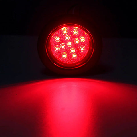 2.5 Inch Round LED Marker Lights Set Of 20 Amber And Red With 13 LEDs Each Reflectors Sealed Flush Mount Grommets And 2 Prong Wire Pigtails