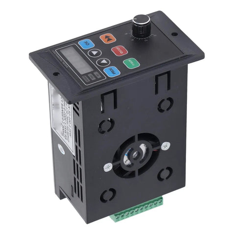 1.1KW VFD Inverter With 176-264V Input And 0-220V Output For Spindle Motor Speed Control, 0.1-400Hz Range, Copper Core Coil, High Load Capacity, Built For Beast Performance. Black VFD control unit with dial and LED display