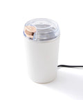 Compact Electric Flax Seed Grinder for Smooth Fresh Grinding Perfect Spice Mill For Daily Kitchen Use Plug In Design with sleek white exterior.