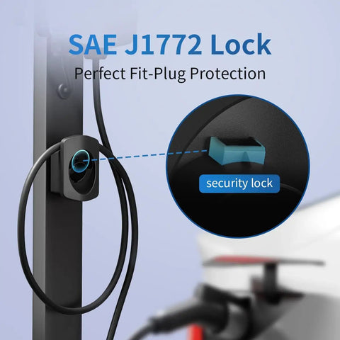 Hella Secure Ev Charger Holder Wall Mount For Sae J1772 Type 1 Cable Organizer showing security lock and cable management features.