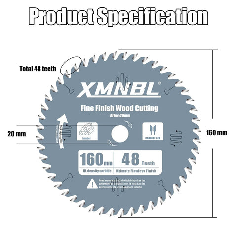 160mm Track Saw Blade With 48 Teeth Thin Kerf And Durable Carbide Tips For Long Life Replacement For Six And A Half Inch Twenty Arbor