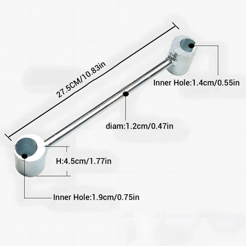Dual Head Door Hinge Adjustment Tool With 14mm And 19mm Openings For Flag Hinges, Heavy Duty Steel Wrench, measurement details