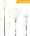 Telescoping Roof And Yard Rake For Leaves And Debris Cleanup Dual Use From Roof To Lawn Extends From 6.62 To 31 Feet Detachable Rake Head