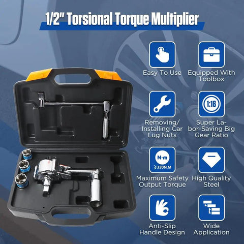 Heavy Duty Torque Wrench Lug Nut Removal Tool 1 To 16 Torque Multiplier 320 Nm Output Half Inch Drive in open toolbox