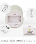 Rear view of battery compartment and remote control icon for Realistic Flameless LED Candles Set Of 3 With Timer Melted Top