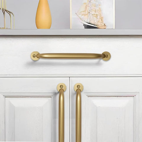 2 Pack 4 Inch Hole Center Brushed Gold Cabinet Pulls Heavy Duty Solid Drawer Handles for kitchen vanity and bathroom cabinets