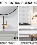 Champagne Bronze Single Handle Bathroom Faucet One Hole Vanity Sink With Lead Free Certified Design showcased in bathroom and kitchen.