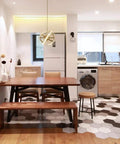 Modern kitchen with Customizable 23W LED Pendant Light Dope Rotatable Tube Chandelier For Modern Ceiling Fixture above table.