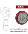 5 inch Heavy Duty PVC Wheel Casters Set Of 4 For Furniture Appliances Carts And Industrial Machines with dimensions and load bearing