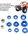 RC Car Hardware Fastener Kit With M2.5 M3 M4 Flat And Round Head Washers And Nuts, Assorted Screws And Washers In A Clear Storage Box, Great For 1/8 And 1/10 Scale RC Cars, Blue: blue anodized aluminum washers and nuts for 1/10 and 1/8 RC cars