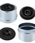 ZUDKSUY Bearing Buddy trailer hub dust caps and rubber grease plugs, 20 pcs; silver metal shells with black rubber seals