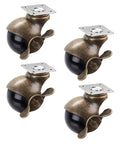 4Pcs Vintage Universal Furniture Casters With Dual Ball Bearing Setup Rock Solid No Sweat Install Design For Wooden Desks Cabinets And Chairs Butter Smooth Gliders, bronze finish with black wheels.