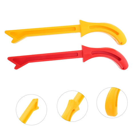 Versatile Pro Grade Two Pack Woodworking Push Blocks And Safety Push Sticks Set with high visibility red and yellow handles, detail view