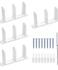 4-Piece Sliding Closet Door Floor Guides Set In White Acrylic, Practical Bottom Guides For 1-3/8 Inch Thick Doors, Includes 8 Screws
