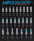 24 In 1 Magnetic Screwdriver Set With Mini Ratchet Handle And Detachable Ratchet Includes 24 S2 Magnetic Bits Color Display
