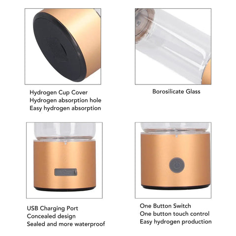 Hydrogen Water Bottle With Nasal Inhalation Hose For On The Go Hydration, 410ml Portable Rechargeable Hydrogen Rich Water Cup details