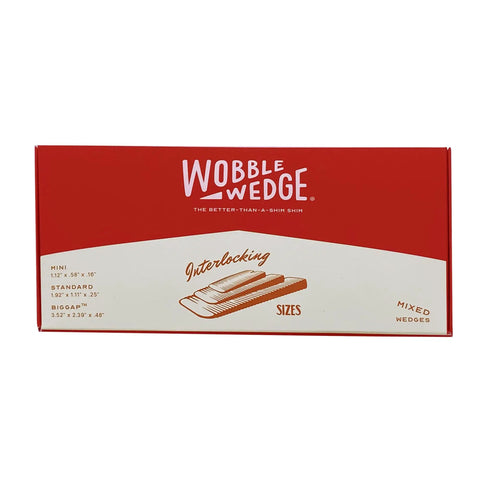 Kick Those Wobbles To The Curb With This Solid Thirty Four Piece Plastic Shim Kit Using Rigid And Flexible Levels For Furniture And Appliances At Home For Any Project, red box with interlocking shim sizes.