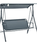 Three Person Outdoor Porch Swing With Stand And Tilt Canopy, Comfy Bench Style Seat, Steel Frame Patio Swing For Backyard Deck Or Garden, Weather Resistant Gray Finish