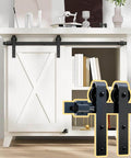 Three Foot Mini Barn Door Hardware Kit For Sliding Single Door In J Shape For Cabinets Wardrobe TV Stand Carbon Steel