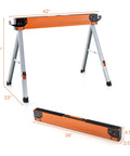 Two Pack Portable Collapsible Saw Horses With Detachable 2x4 Support Arm, Heavy Duty Workhorse Stands For Woodworking, Folded view
