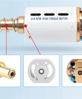 Long Shaft 480 mm DC Motor 11.1V High Speed 31000 RPM NdFeB Magnet Torque Beefy Performance Industrial Grade Energy Efficient Reliable for Robotic Projects and Precise Motion Control. side view