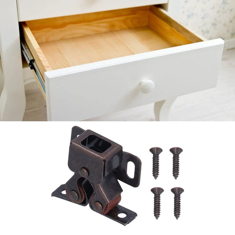 30 Pack Stainless Steel Double Roller Catch Latches Self Elastic Magnetic Damping Buffer For Cabinet Doors Drawers And Cupboards