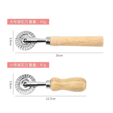 Multipurpose Dough Roller And Pastry Wheel Cutter For Pizza Round Blade Pizza Cutter shown with measurements