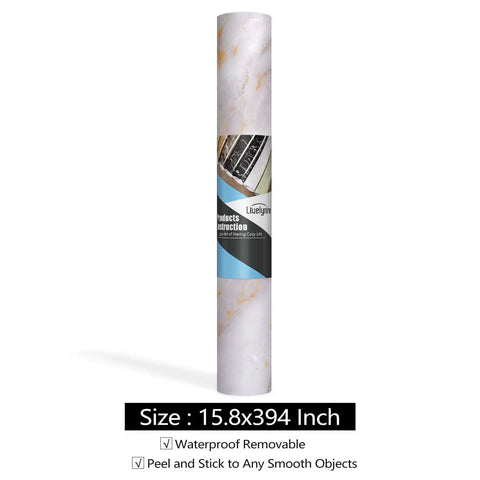Matte Gold Marble Countertop Contact Paper Peel And Stick Wallpaper For Kitchen And Bathroom Vanities Waterproof Durable Vinyl 15.8x394 Inches Removable Self Adhesive For Easy DIY Install No Mess Trim Lines, product roll standing vertically