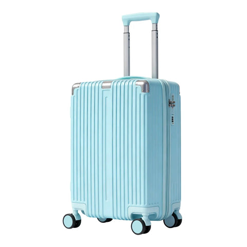 20 Inch Carry On Luggage With Spinner Wheels USB Port Expandable Hard Shell Suitcase Lightweight Travel Gear Airline Approved Mint Blue