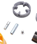 Electric Drill Pipe Threader For PVC, Reusable Die Kit components including dies and connectors for plumbing DIY projects.